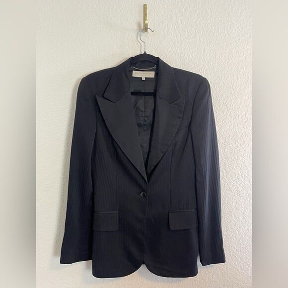 STELLA MCCARTNEY black tuxedo blazer with pin stripe detail. 40 - Picture 1 of 8